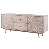 SIDEBOARD Akazie 180x42x75 weiß lackiert MOSAYK #200 - Weiß, Holz (180/75/42cm) - Massivmoebel24