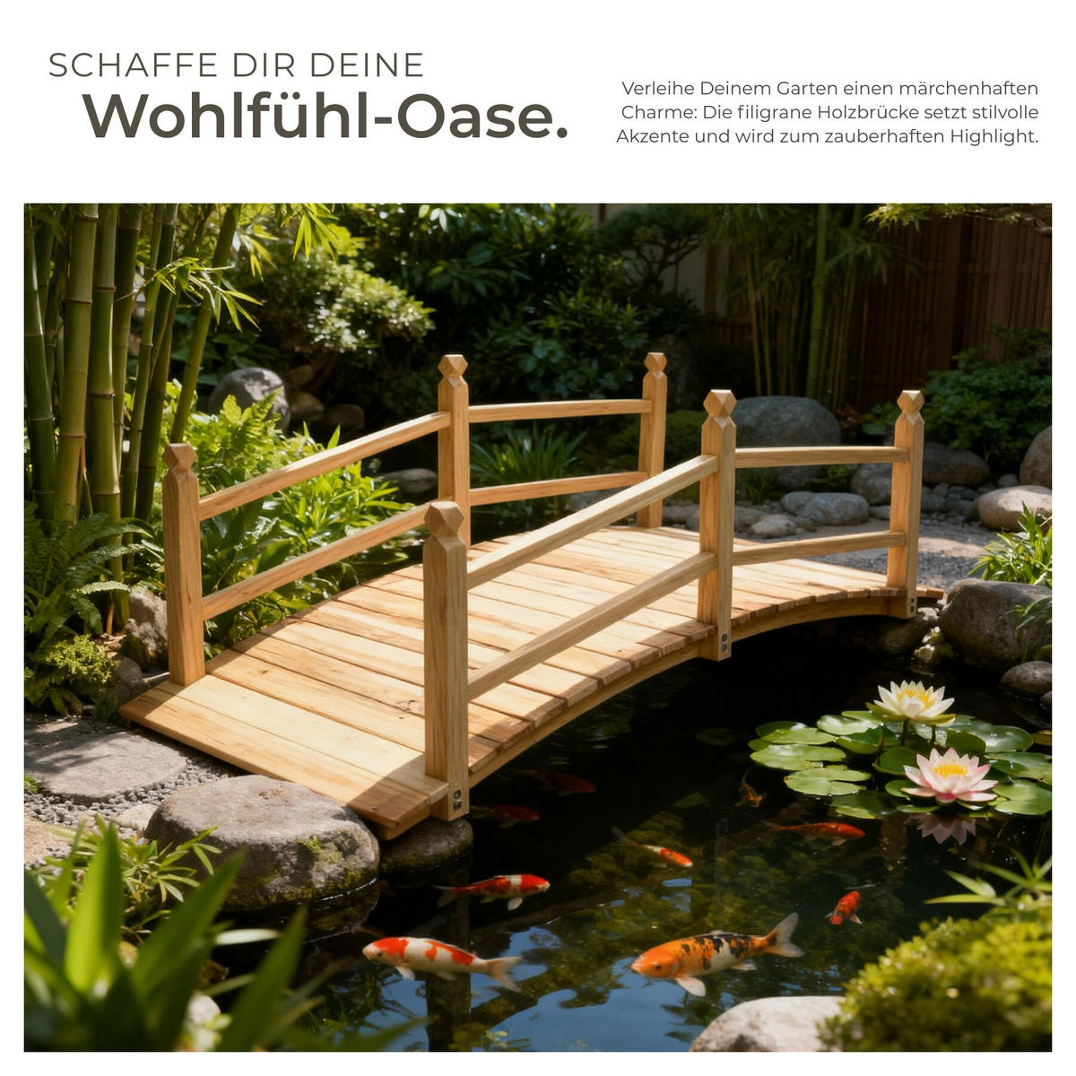 GARTENBRÜCKE Cantara, 137 x 58 x 58 cm, braun - Braun, Holz (137/58/58cm) - tectake