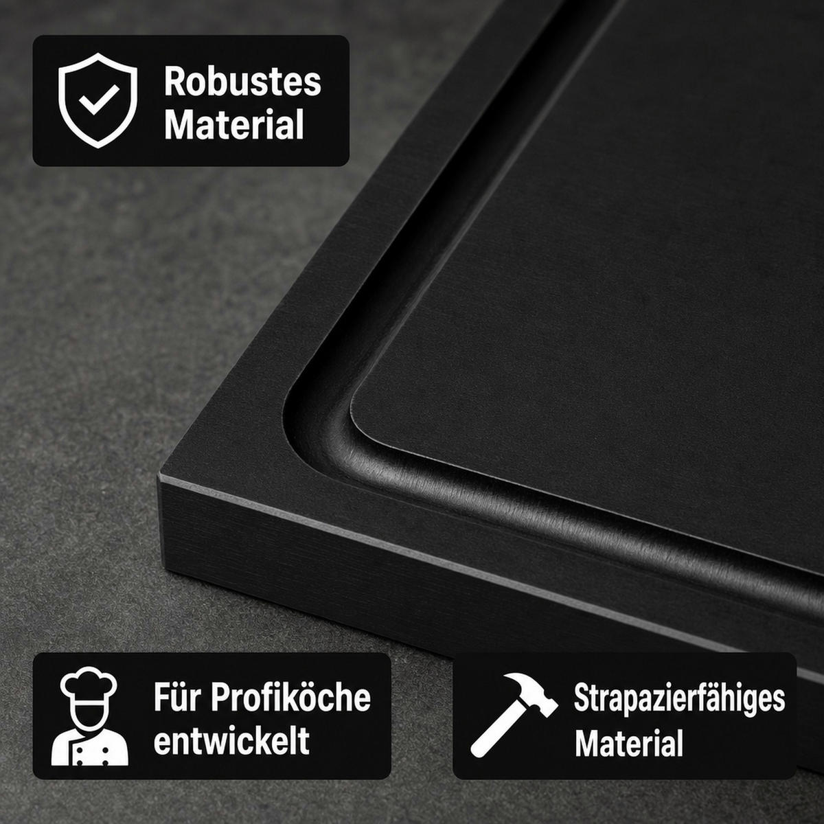 SCHNEIDBRETT 30x20x2cm - Robust - Schwarz, Holz (30/20cm) - ich-zapfe