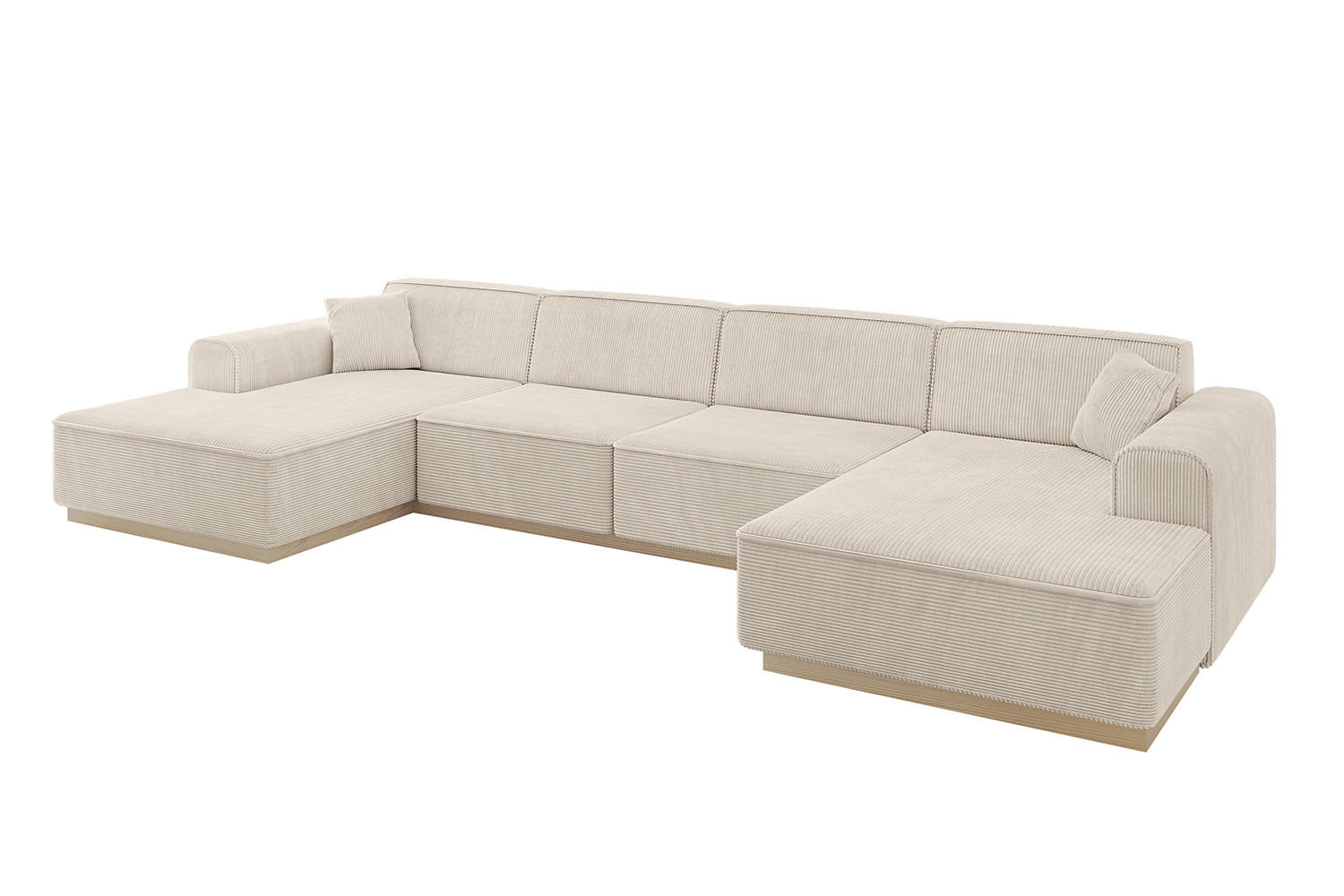 WOHNLANDSCHAFT IREA-U2 - 386x165x80 cm Beige - Beige/Weiß, Holzwerkstoff/Textil (386/80/165cm) - ALTDECOR