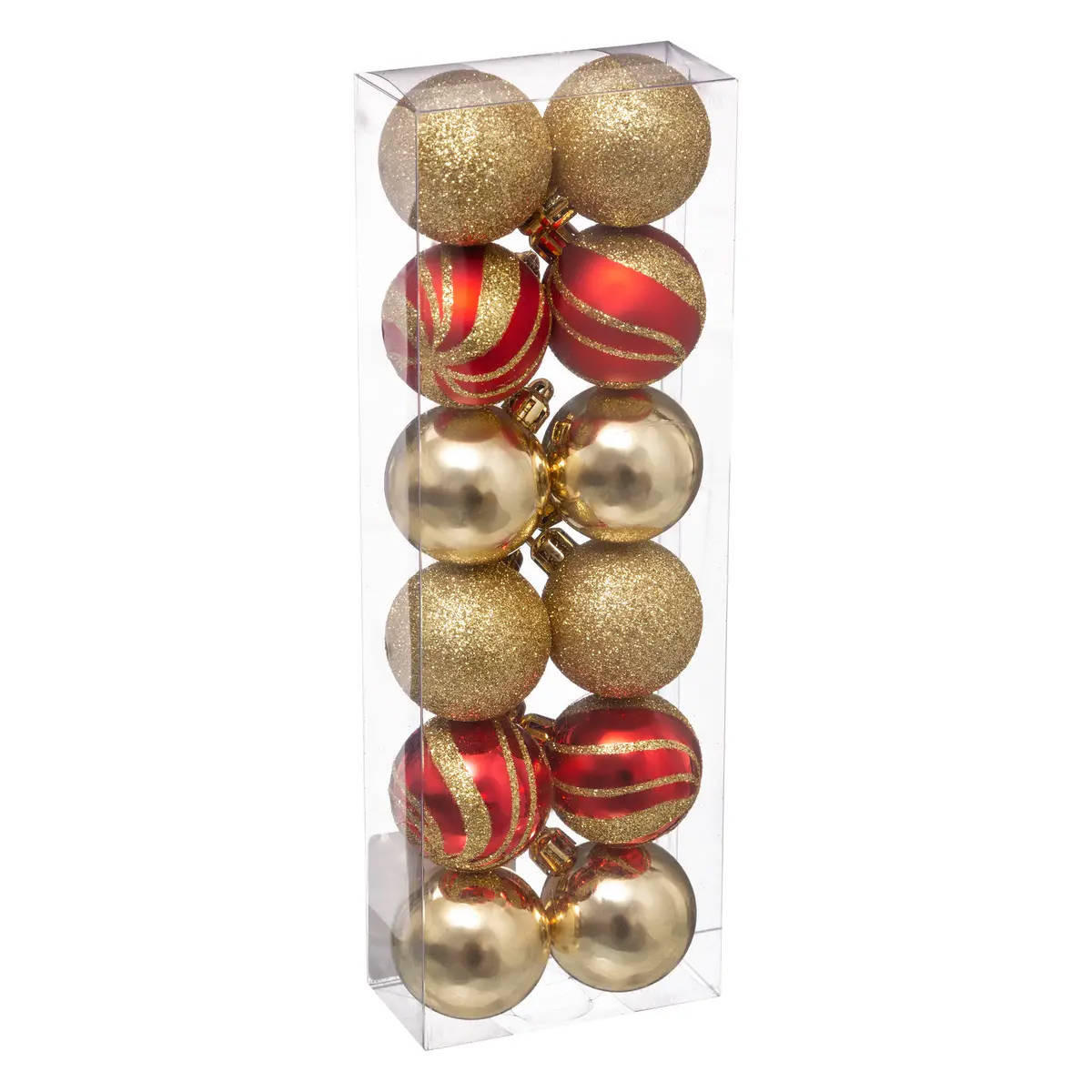 WEIHNACHTSKUGELN 4 cm 12er-Set - Rot/Goldfarben, Kunststoff (4/5.3/4cm) - Atmosphera Createur d´interieur