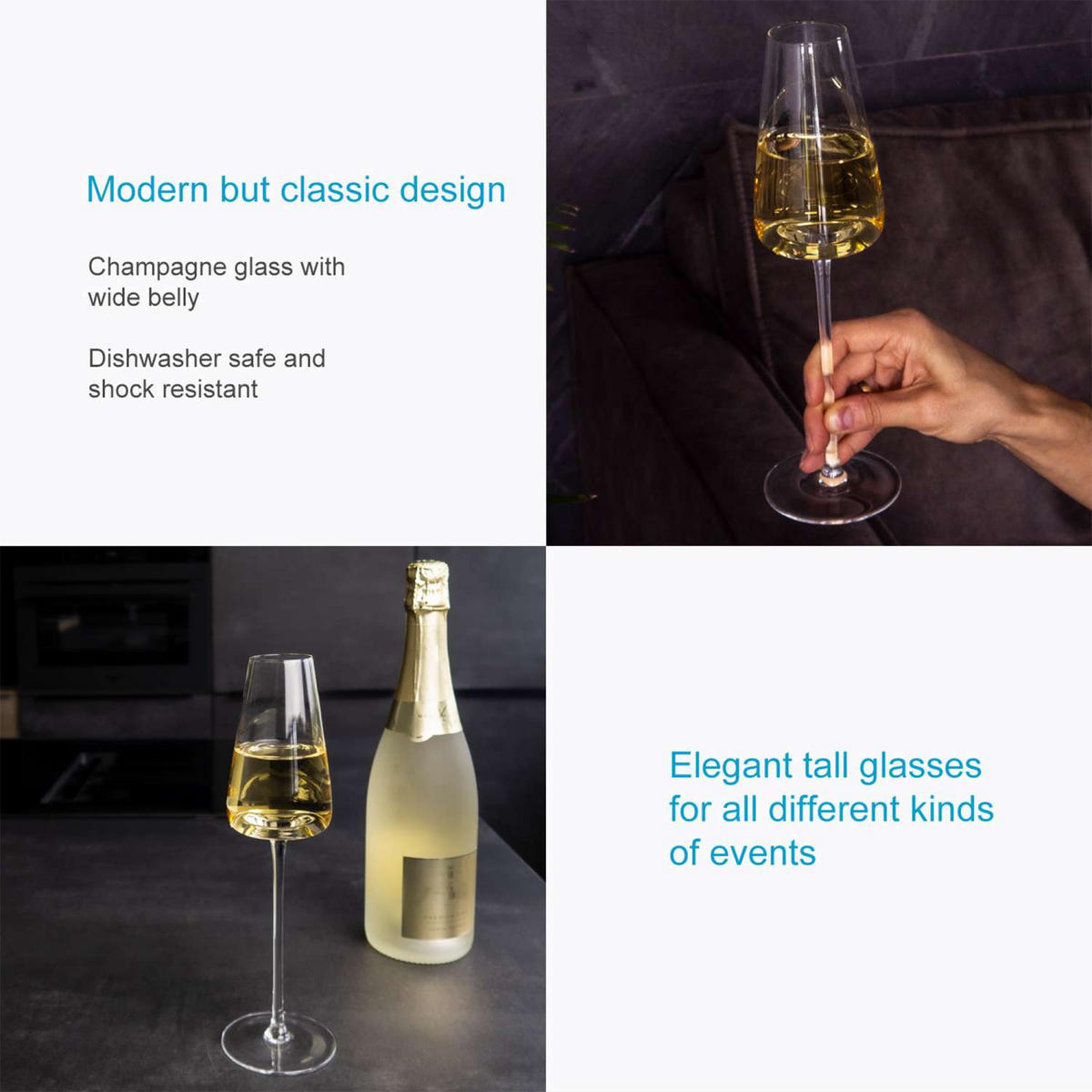 CHAMPAGNERGLÄSER 220 ml (2er-Set) - Transparent, Glas (0.2L) - Intirilife