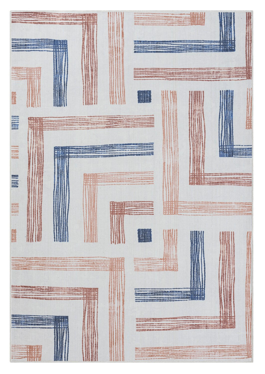 TEPPICH Marilla Rostfarben,Dunkelblau,Creme 160/230 cm - Rostfarben, Textil (160/230cm) - My-Rug