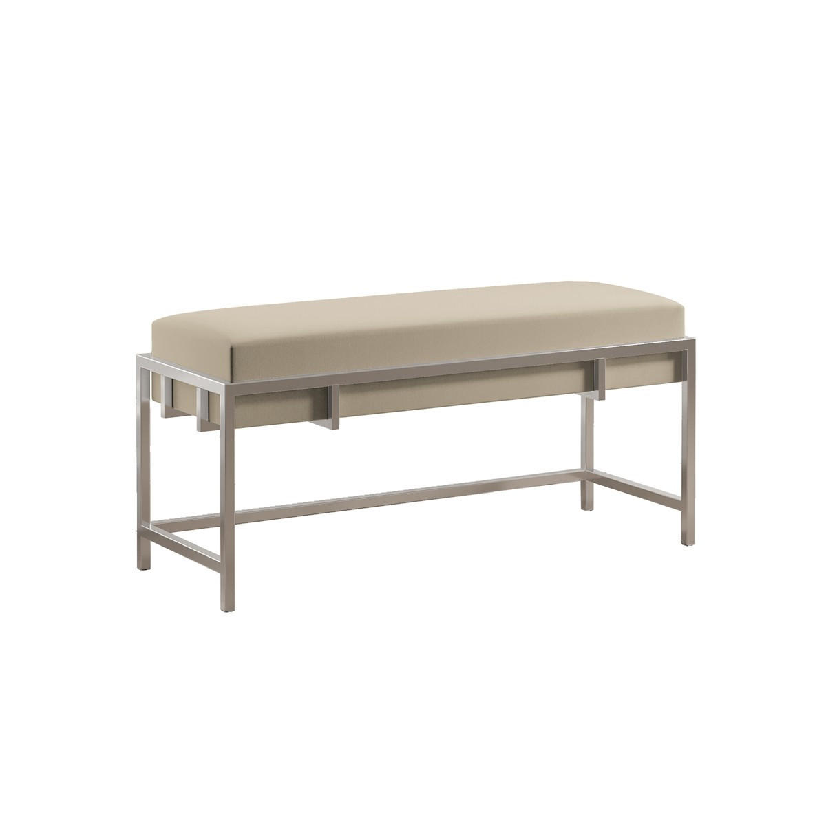 POLSTERBANK LAMO 80 cm Dunkelbeige, Chromgestell - Chromfarben/Beige, Textil/Metall (80/45/35cm) - Bettso