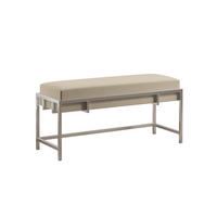 POLSTERBANK LAMO 80 cm Dunkelbeige, Chromgestell - Chromfarben/Beige, Textil/Metall (80/45/35cm) - Bettso