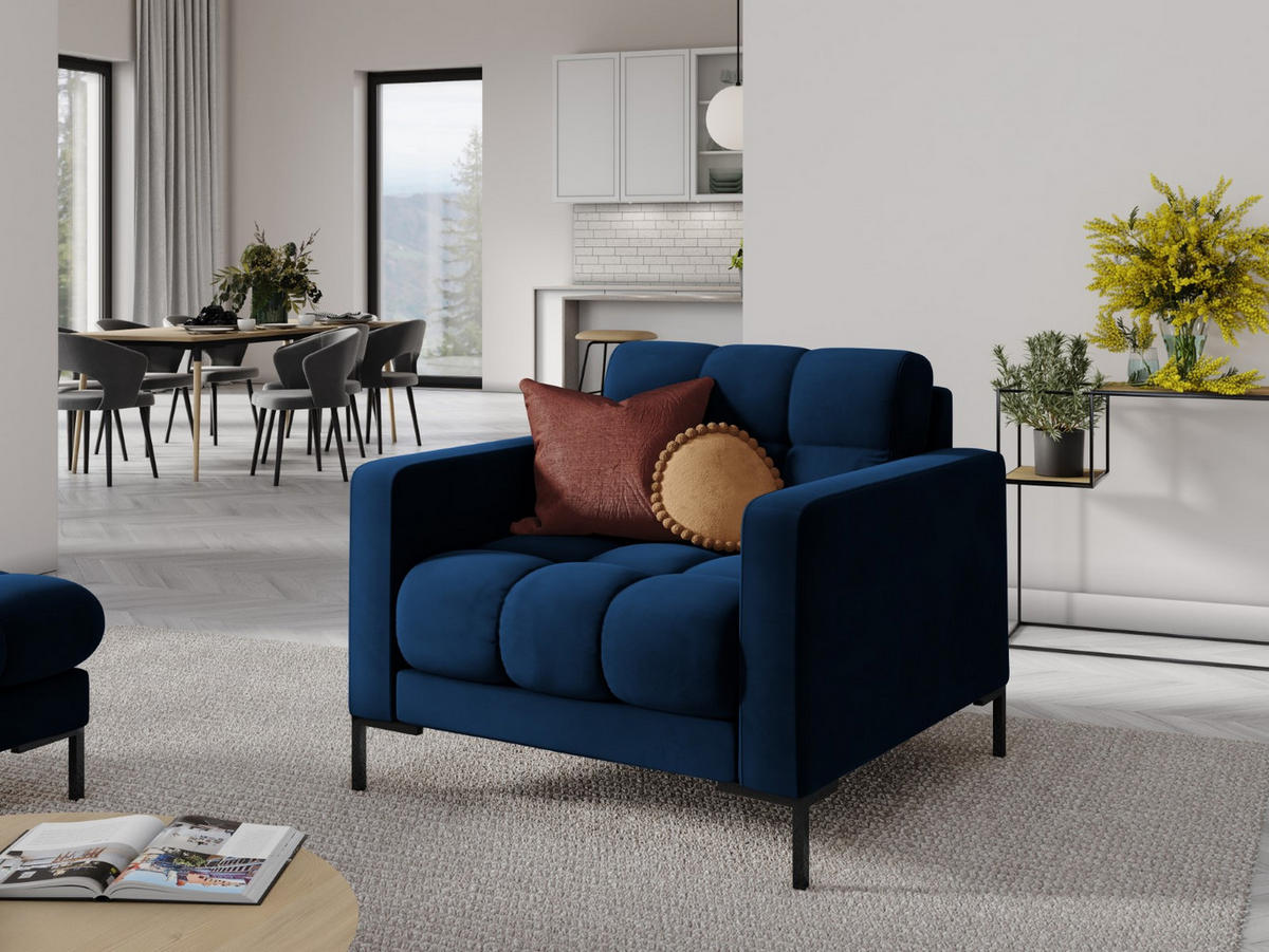 SESSEL Mamaia aus Samt königsblau - Blau, Textil (92/75/87cm) - Micadoni
