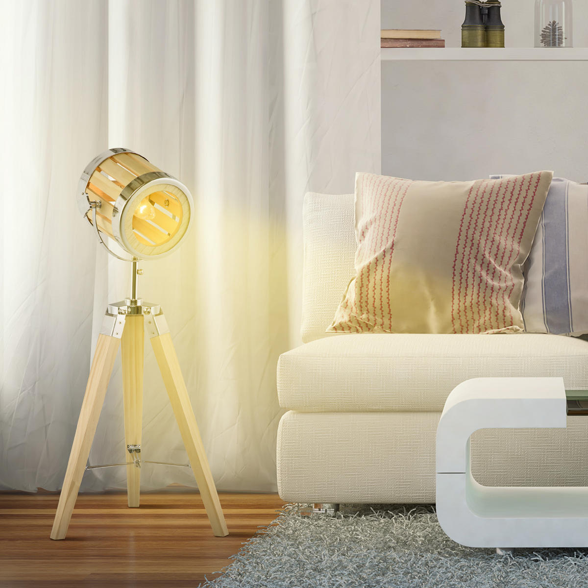 TISCHLEUCHTE, Tischlampe, Stahl, Natur - Multicolor, Metall (30/30/68cm) - HOMCOM