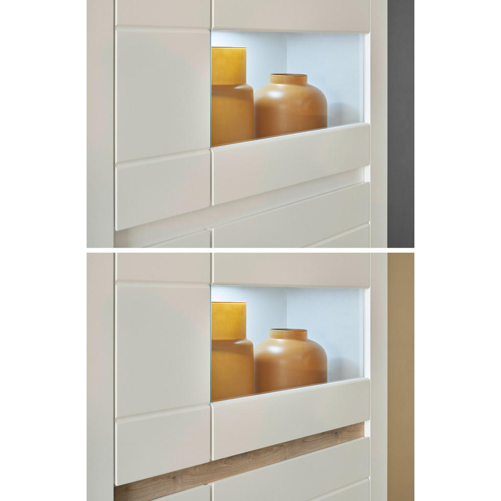 Thumbnail - Furn.Design Wohnwand, Weiß, Eiche, Holzwerkstoff, Nachbildung, 312x198x42 cm, Wohnzimmer, Wohnwände, Anbauwände