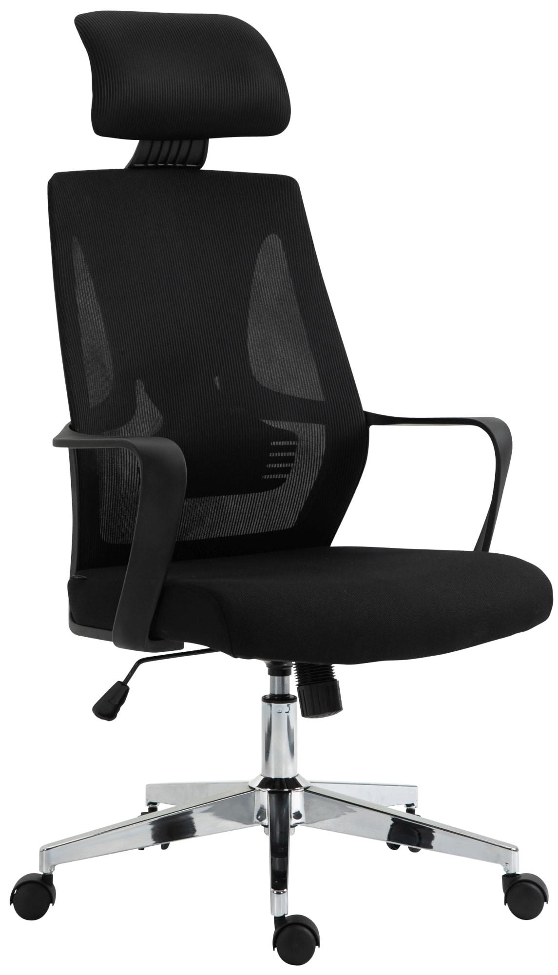 CHEFSESSEL Stoff Schwarz - Chromfarben/Schwarz, Textil/Metall (62.5/118/61cm) - CLP