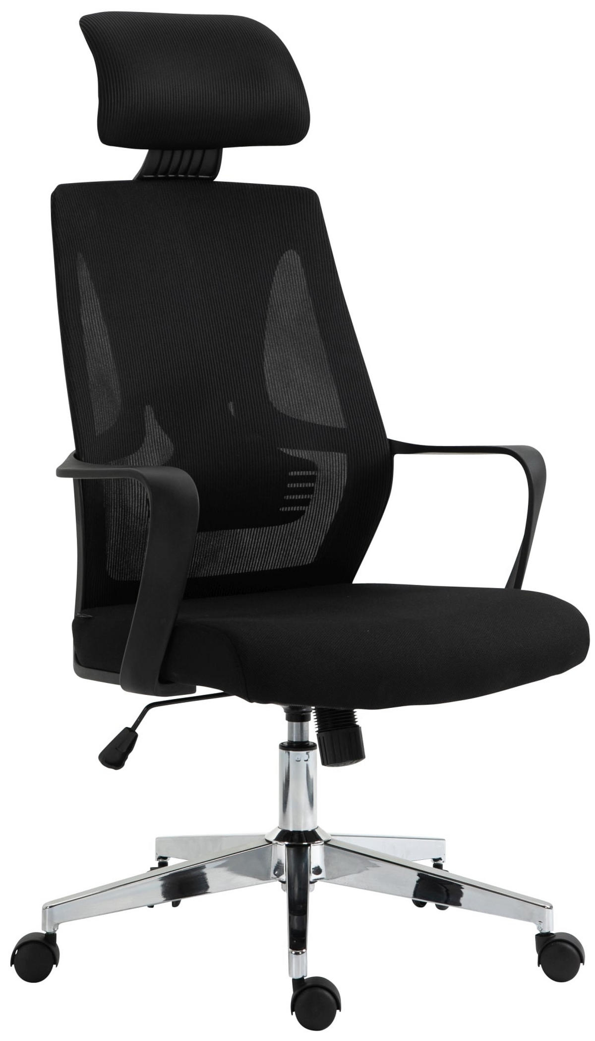 CHEFSESSEL Stoff Schwarz - Chromfarben/Schwarz, Textil/Metall (62.5/118/61cm) - CLP