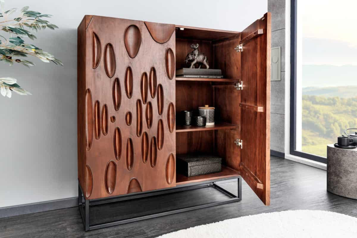 HIGHBOARD DUNE Akazie Braun 120cm - Schwarz/Braun, Holz/Metall (100/120/38cm) - riess-ambiente