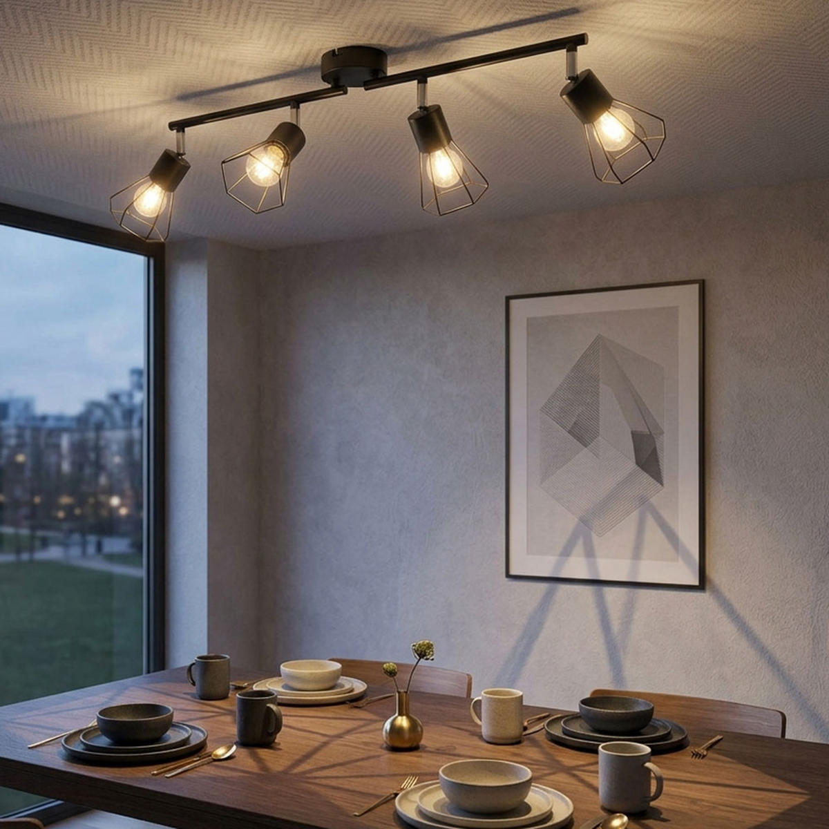 LED DECKENLEUCHTE Metall Geflecht Schwarz - Schwarz, Metall (70/9.2/20cm) - Globo Lighting