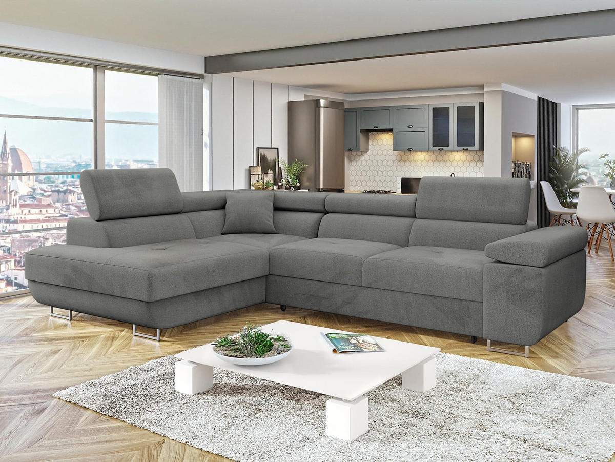 ECKSOFA Torezio, Seite: Links - Dunkelgrau, Holz/Textil (274/203cm) - MIRJAN24