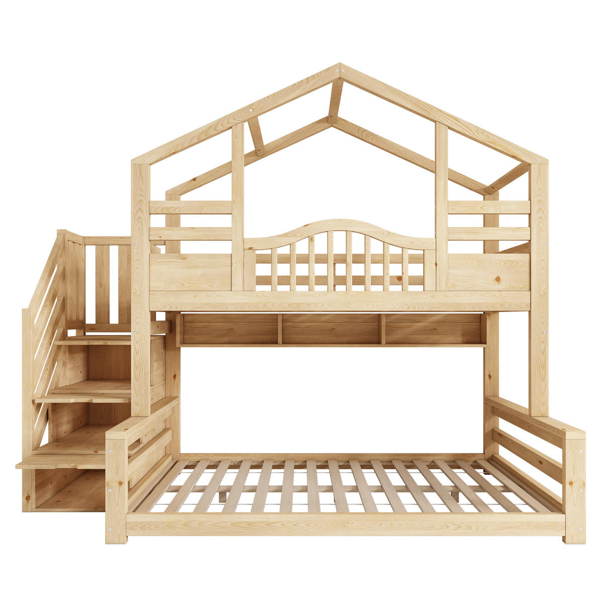ETAGENBETT mit Treppenschrank 90x200/140x200 cm Holz Natur - Beige, Holz (140/200cm) - Meubliv