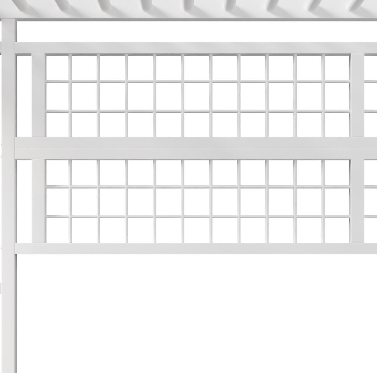 HOCHBETT aus Metall und MDF 140x200 cm Weiß mit LED-Beleuchtung, Ablagefach und Hängenetz - Weiß, Metall (140/200cm) - IVMEU