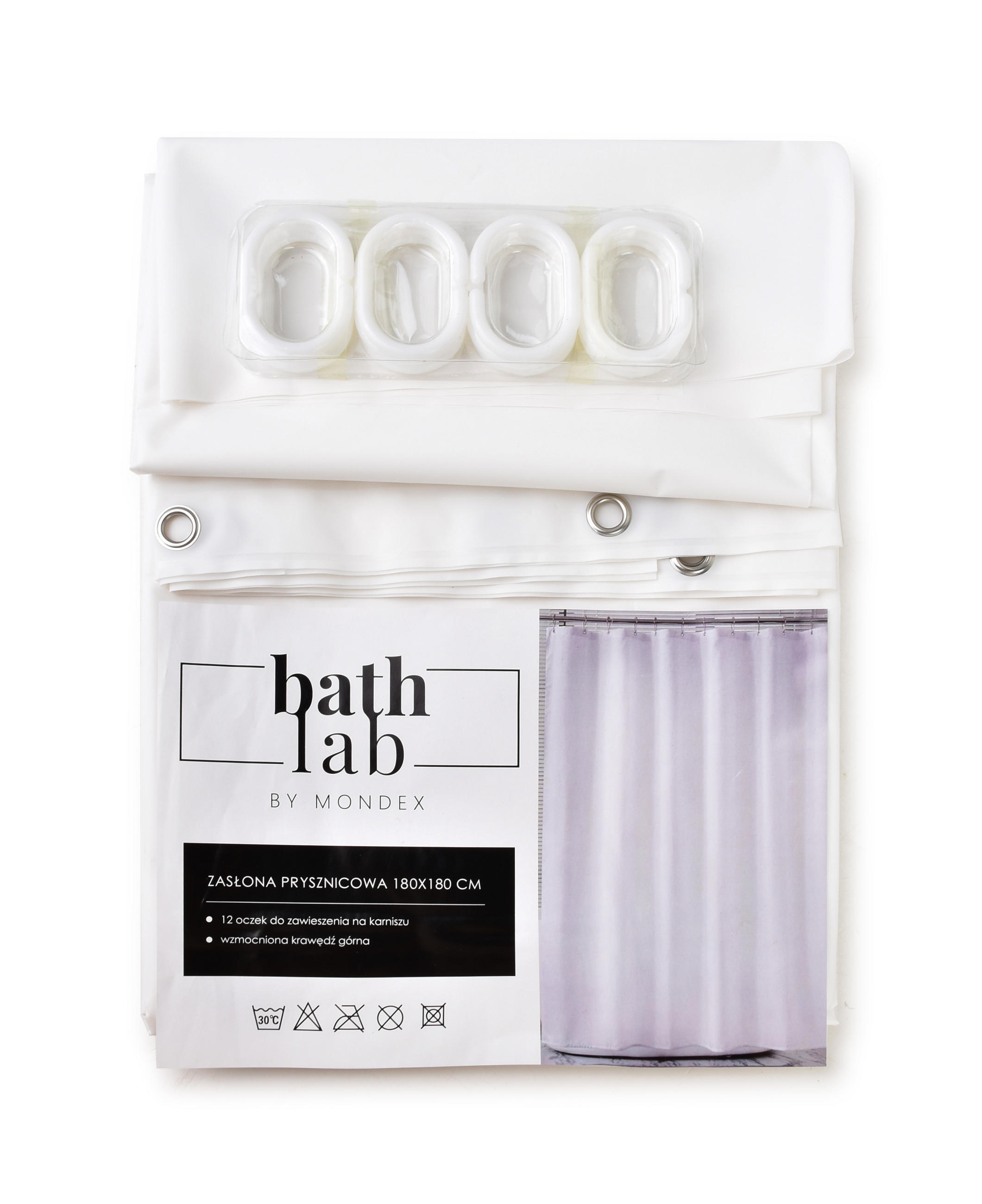 DUSCHVORHANG Zac Weiß 180/180/180 cm Textilien - Weiß, Textil (180/180cm) - Mondex
