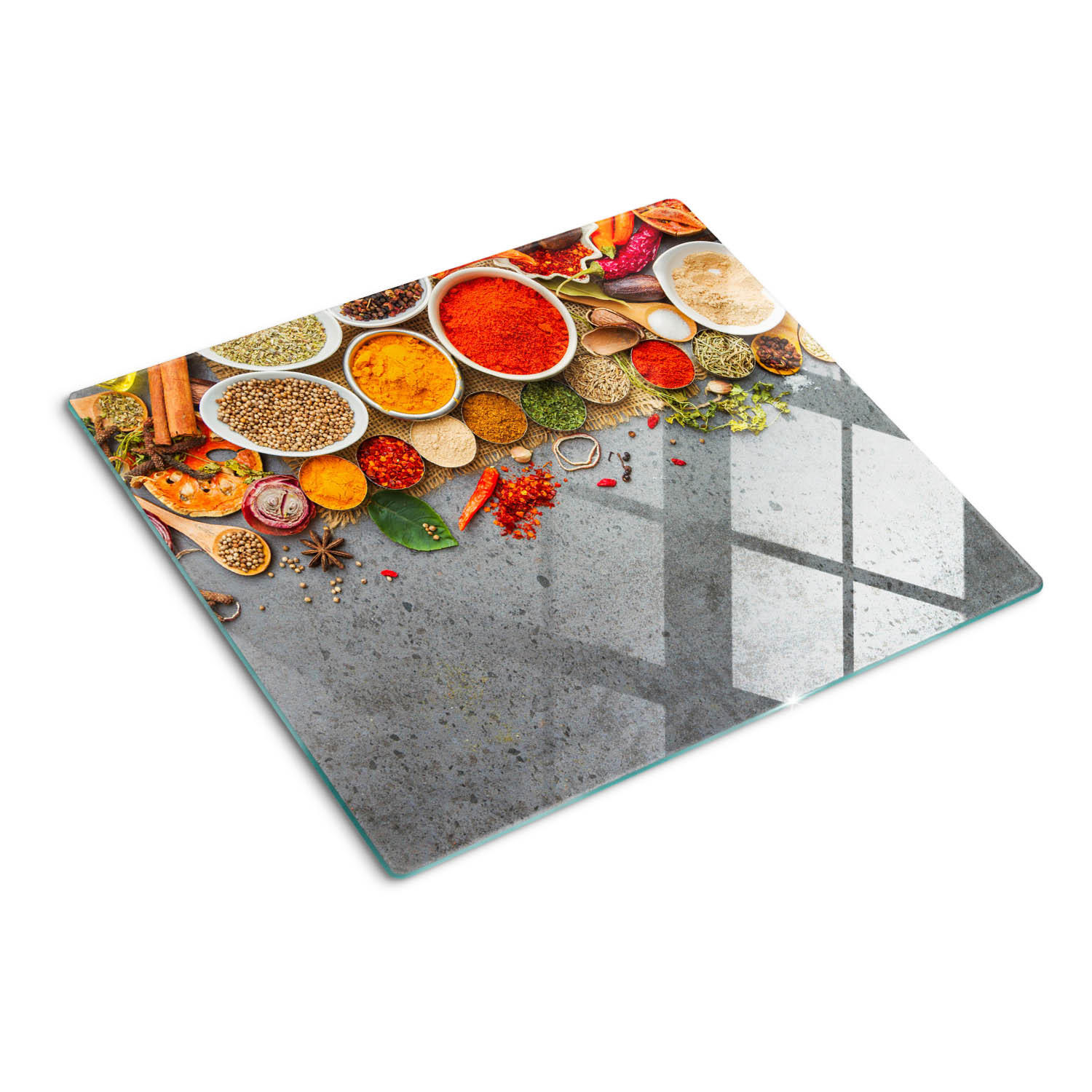 GLASPLATTE 60x52 cm Gewürzmischung - Multicolor, Glas (60/0.4/52cm) - TULUP