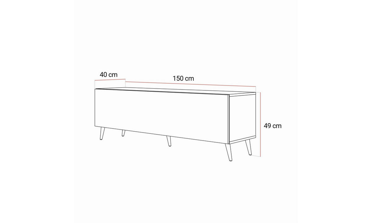TV-SCHRANK COLGANTE 150/40/49 cm schräge chromfarbene Füße mit LED-Beleuchtung Kaschmir - Chromfarben/Kaschmir, Holzwerkstoff (150/49/40cm) - Lookway