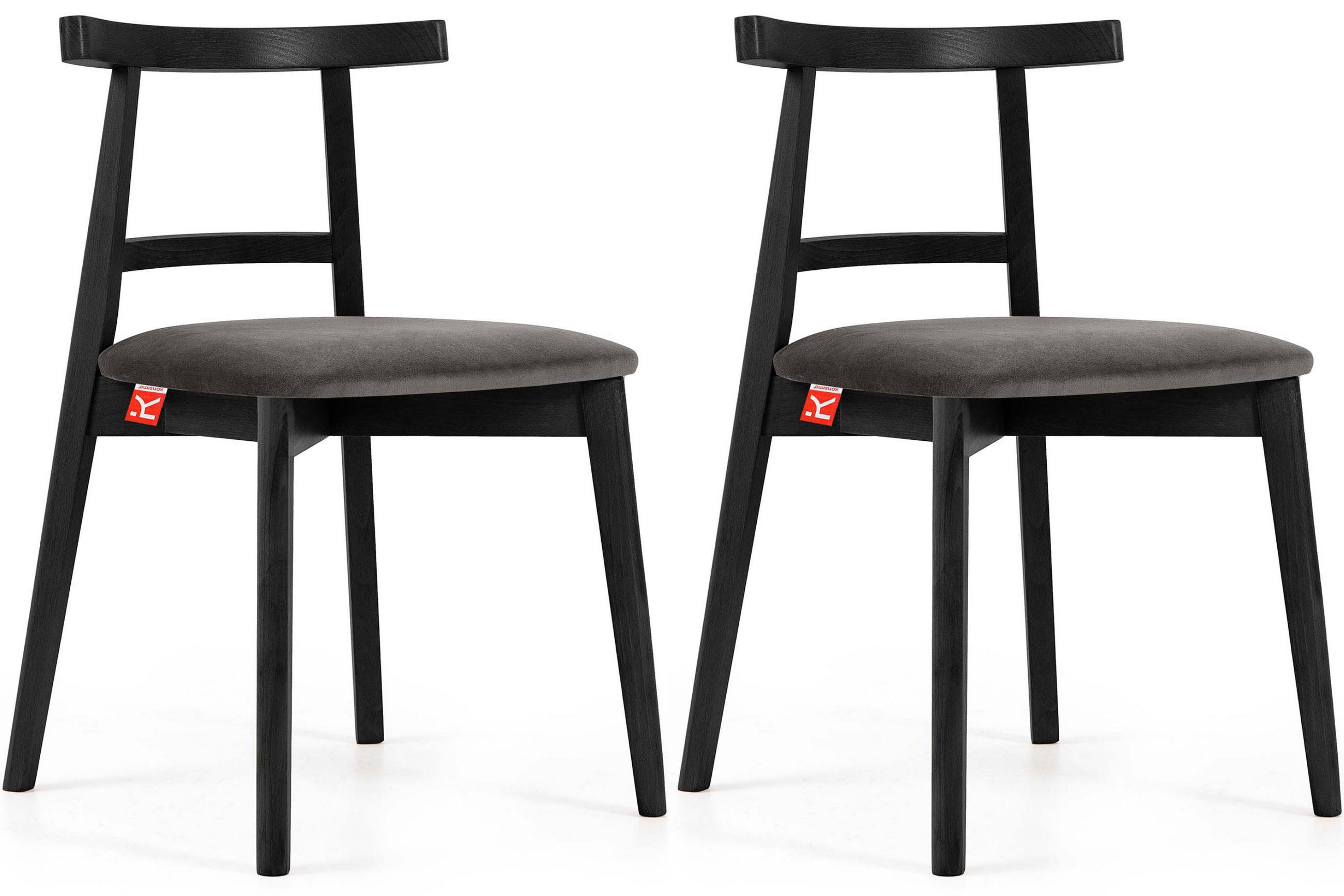 ESSTISCHSTÜHLE LILIO 2 St Vintage, Grau / schwarz - Schwarz/Grau, Holz/Textil (47/76/45cm) - KONSIMO®