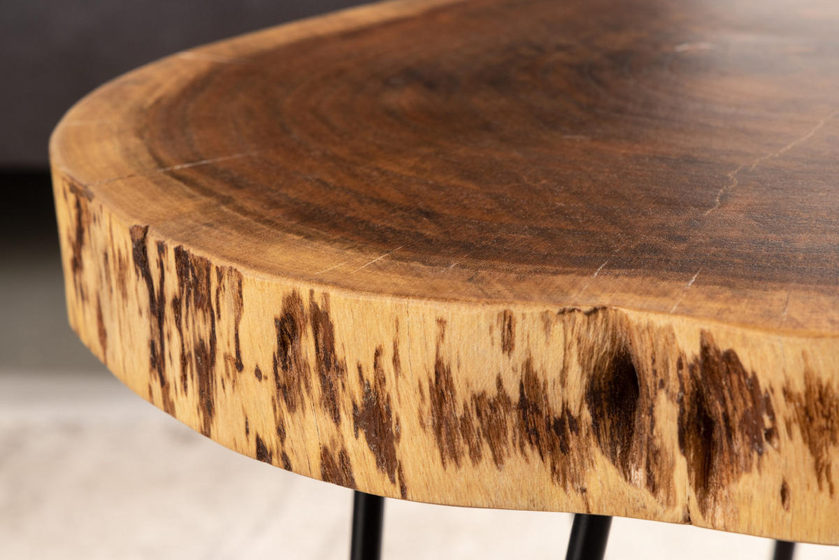 BEISTELLTISCH GOA Akazie Natur 40cm - Schwarz/Braun, Holz/Metall (40/40/40cm) - riess-ambiente