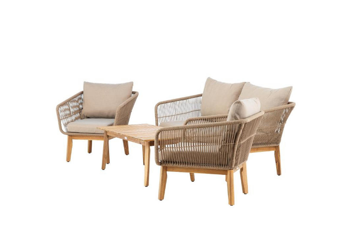 LOUNGE-SET, Chania, Braun, Akazie., 60 x 110 x 45 cm, 4-teilig - Braun, Holz - ebuy24