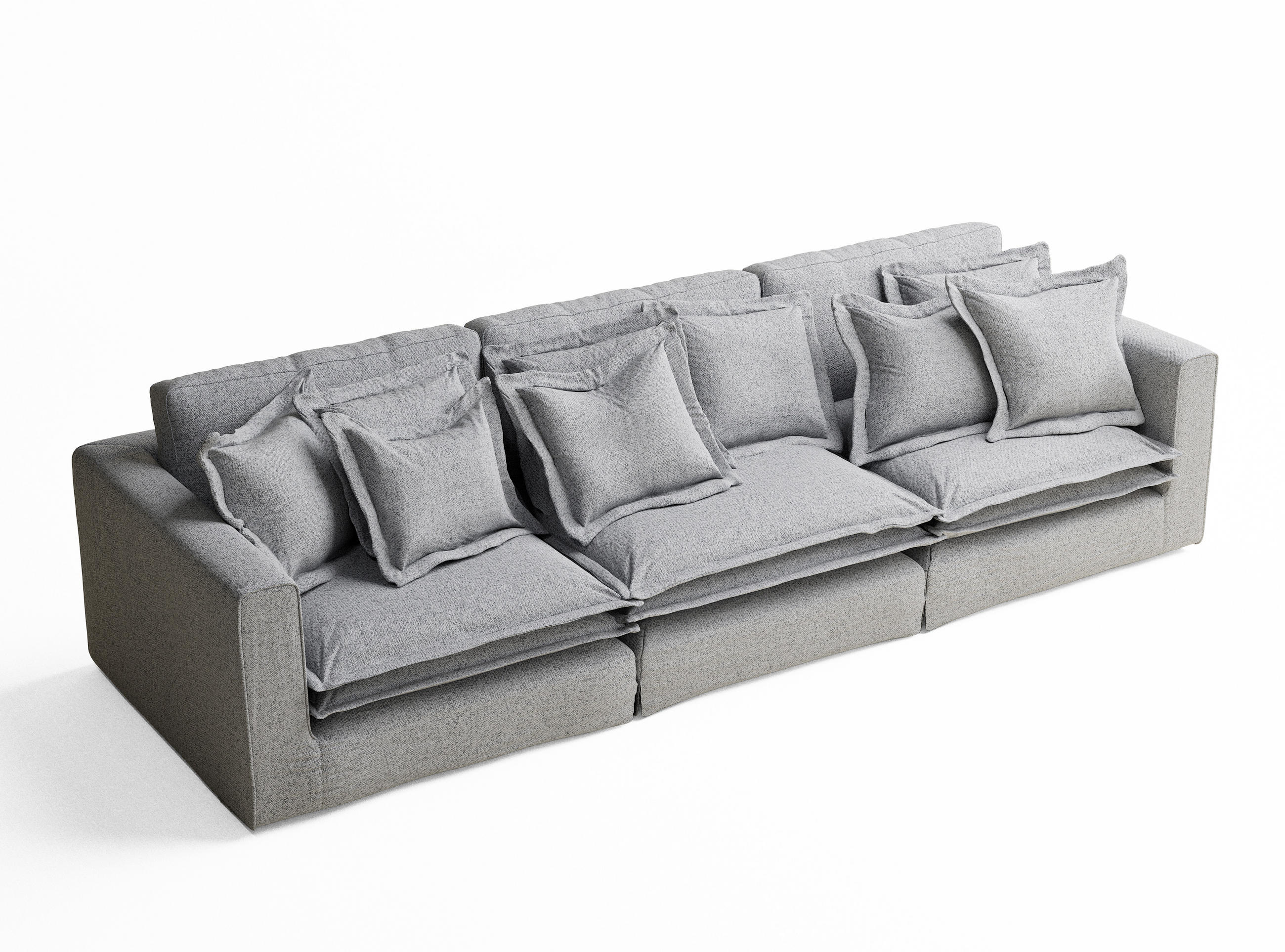 6-SITZER SOFA Amalfi Hellgrau Webstoff - Hellgrau/Schwarz, Holz/Holzwerkstoff (338/90/119cm) - Maison de Reve