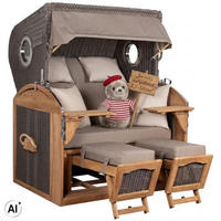 STRANDKORB XL Schillig Bullauge - Taupe/Braun, Metall (142/170/95cm) - Mr. Deko