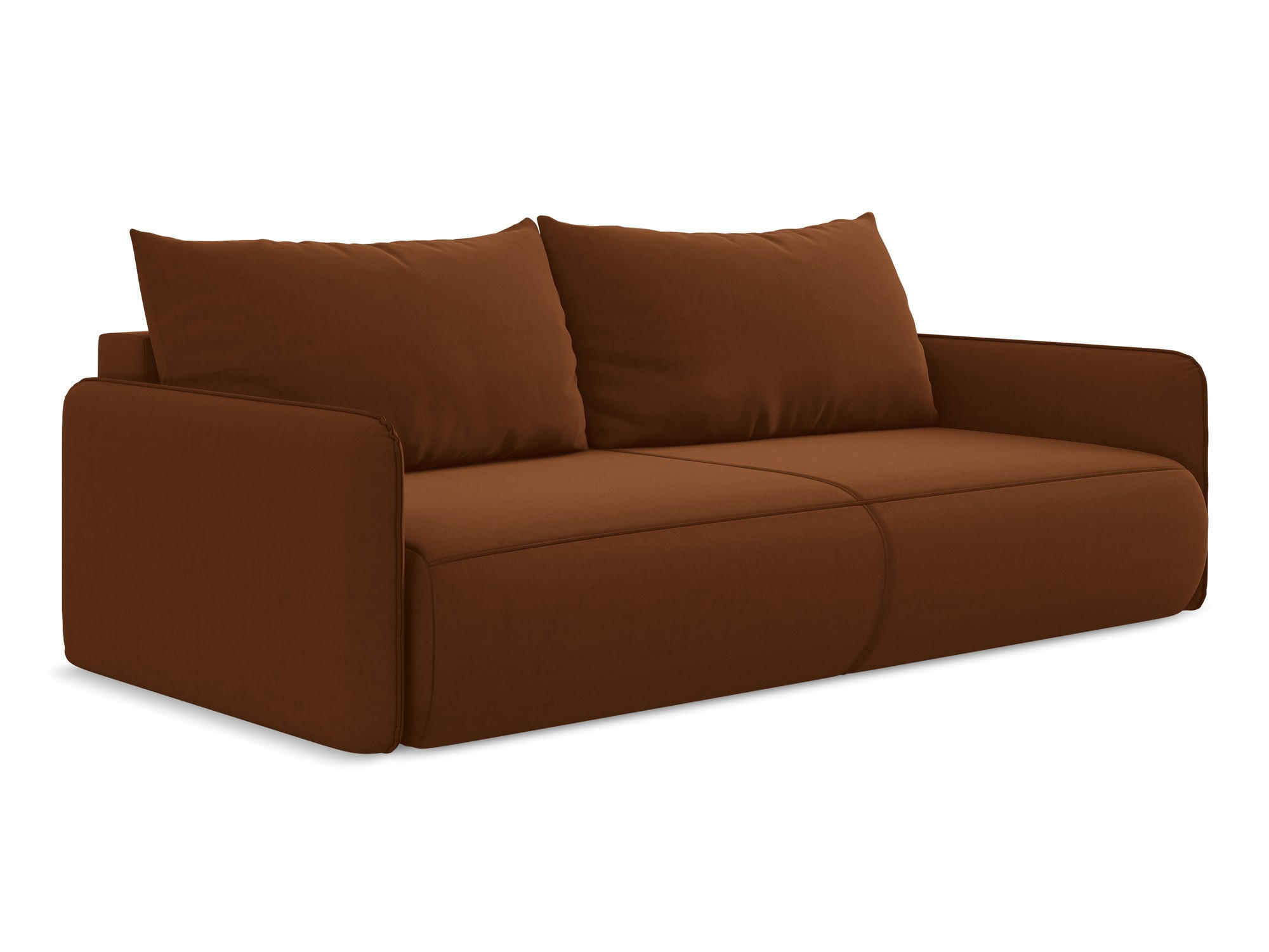 3-SITZER SOFA mit Schlaffunktion Samt Stoff Orange - Terracotta/Schwarz, Kunststoff/Textil (216/86/105cm) - Makamii