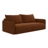 3-SITZER SOFA mit Schlaffunktion Samt Stoff Orange - Terracotta/Schwarz, Kunststoff/Textil (216/86/105cm) - Makamii