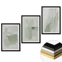 WANDBILDER 3er-Set - 40x60 cm Schwarzer Rahmen - Abstrakte Aquarellmuster - Schwarz, Kunststoff (40/60cm) - ArtPrintCave