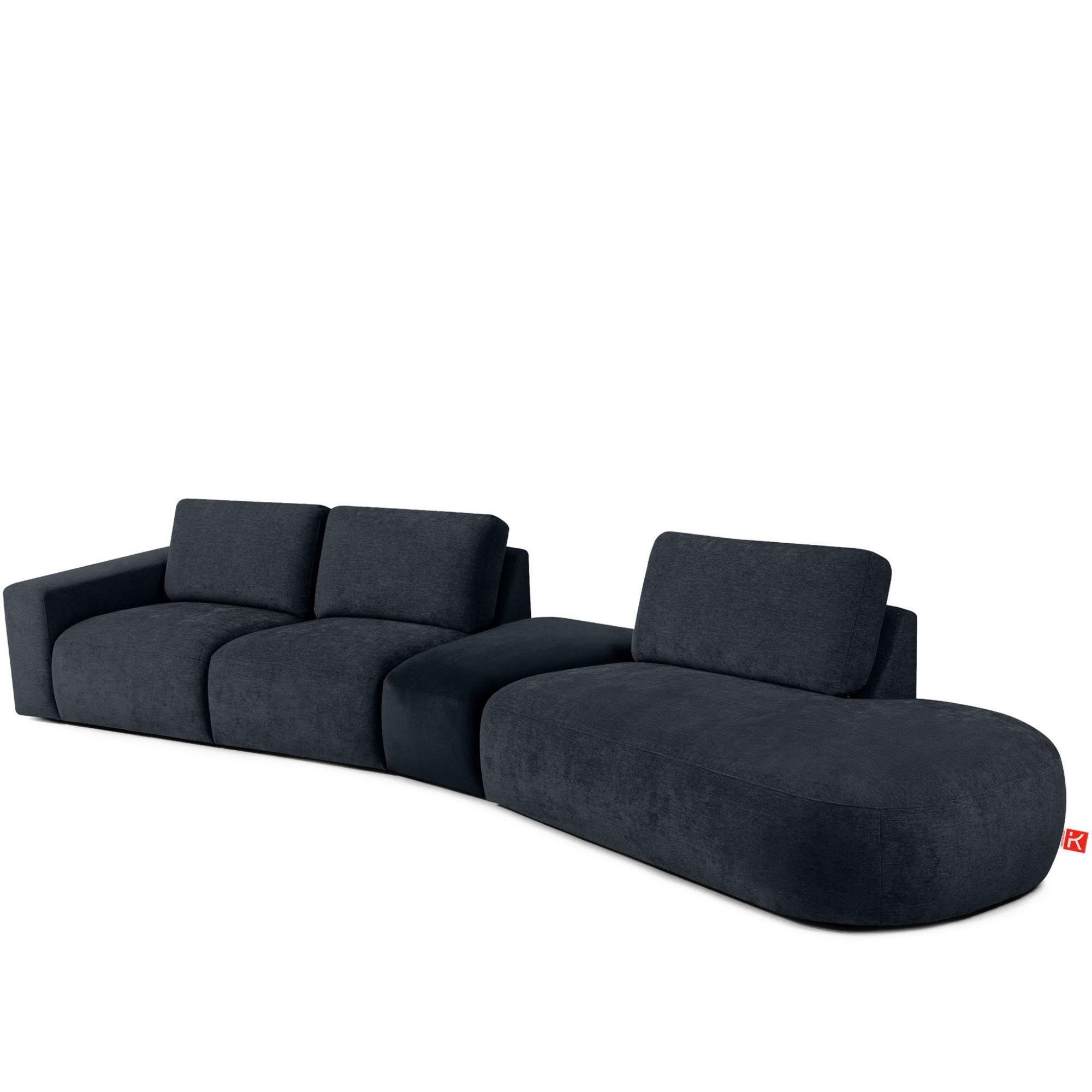 5-SITZER ECKSOFA ZUCCO Chenille rechts, Dunkelblau - Dunkelblau, Textil (430/84/105cm) - KONSIMO®