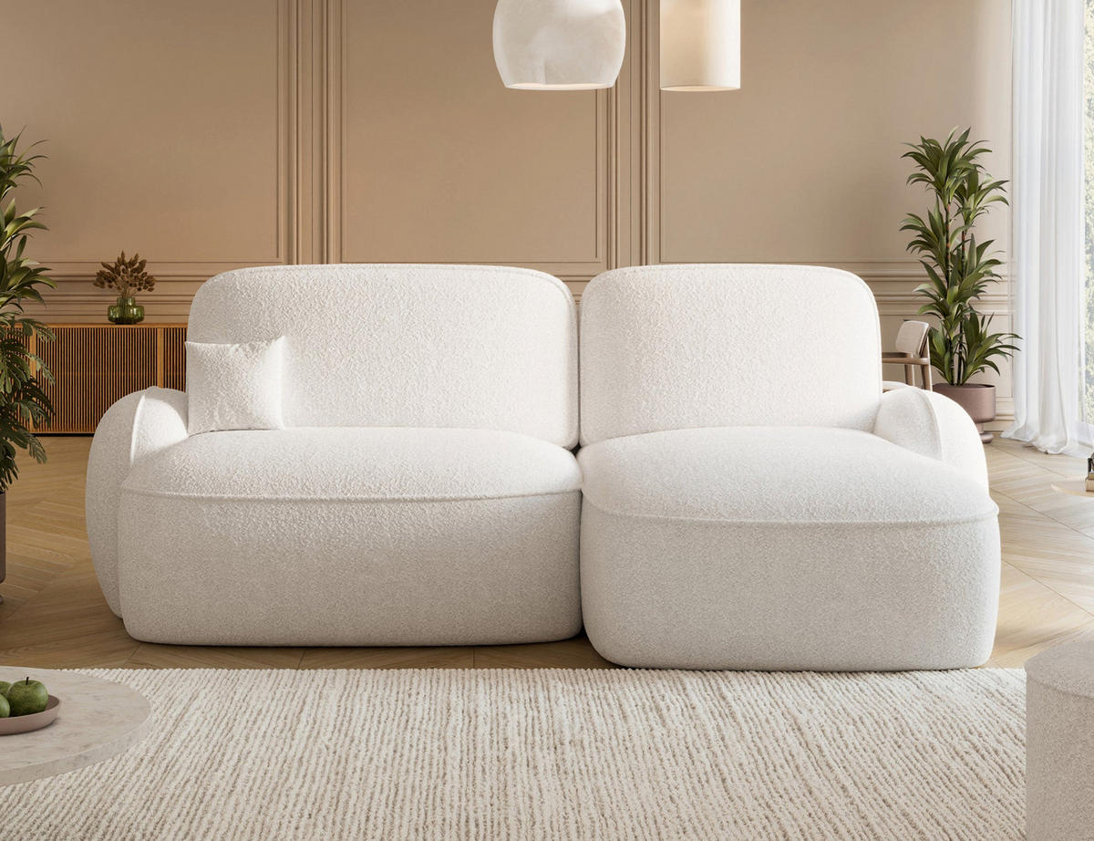 ECKSOFA TESALIA L-Form – Schlaffunktion, Bettkasten, Wellenfederung, HR-Kaltschaum, minimalistisches Design - Weiß, Kunststoff (150/247cm) - Wohnideebilder