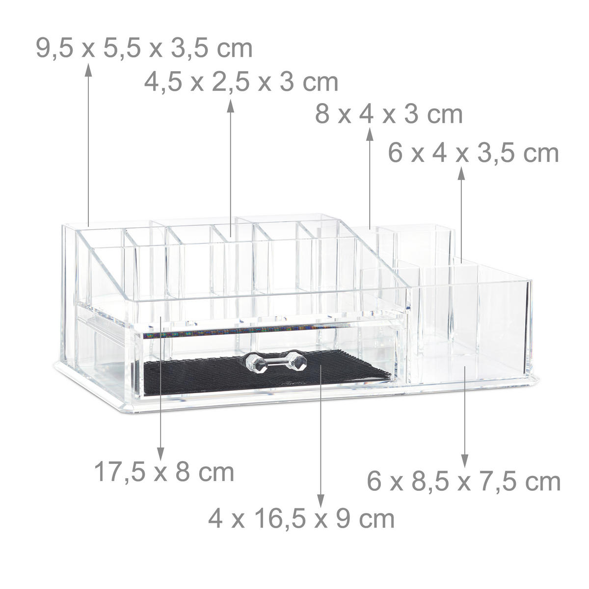 MAKEUP Organizer - Transparent, Kunststoff (28/10/18cm) - Relaxdays