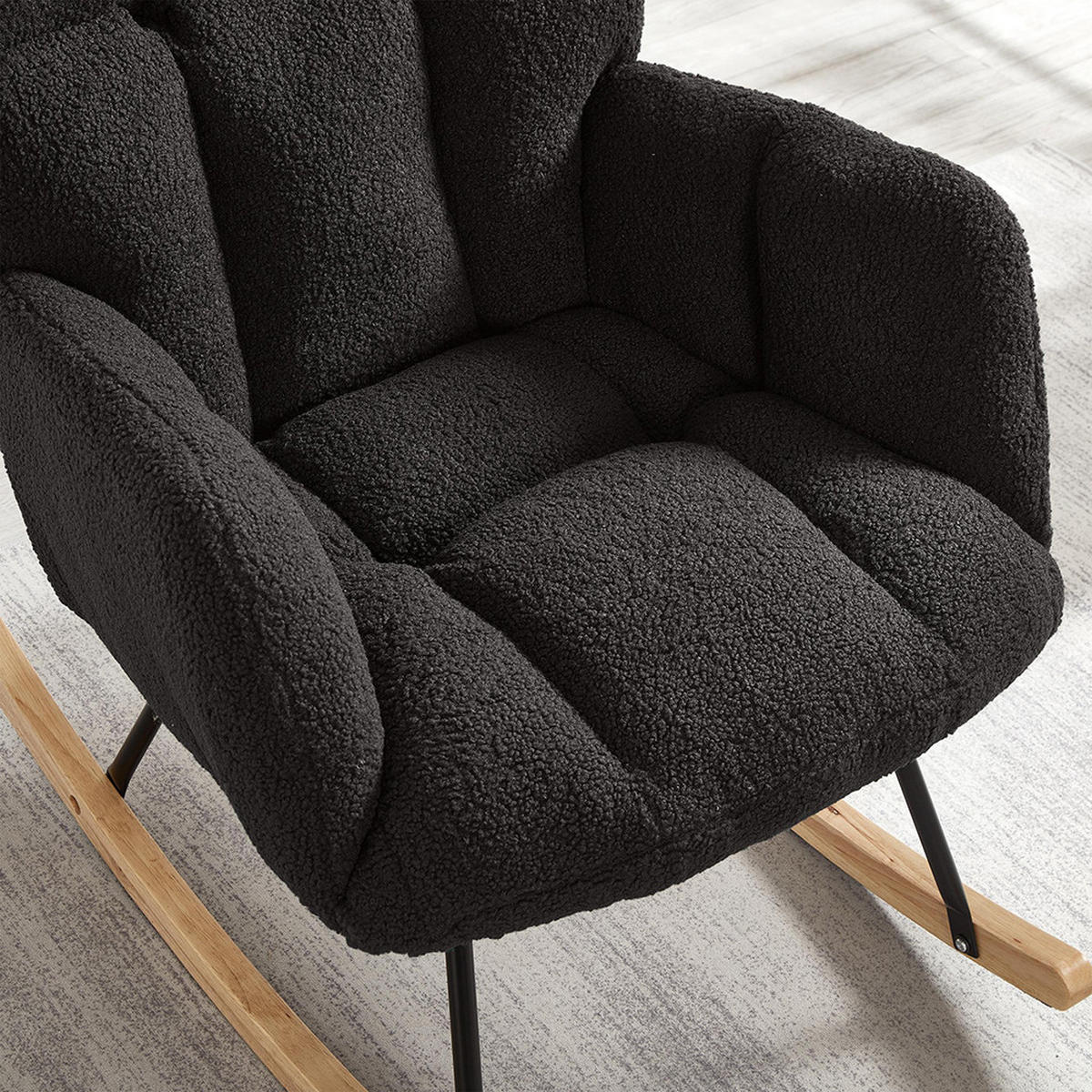 SCHAUKELSTUHL 69×89×101 CM, Skandinavisches Design, Dunkelgrau - Dunkelgrau, Textil (89/101/69cm) - KOMHTOM