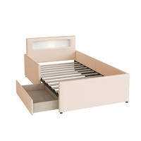 KINDERBETT 90/200 cm DE-01909, in Beige, mit Nachtlicht, USB und erhöhten Seitenteilen - Beige, Metall (90/200cm) - ComfortXL