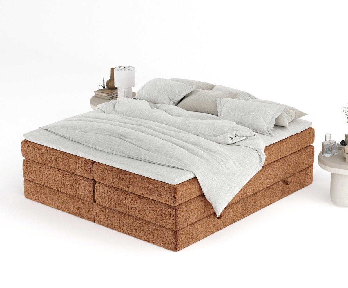 BOXSPRINGBETT Juniper Kupferfarbe 200/200 cm - Schwarz/Kupferfarben, Holz/Holzwerkstoff (200/200cm) - Maison de Reve