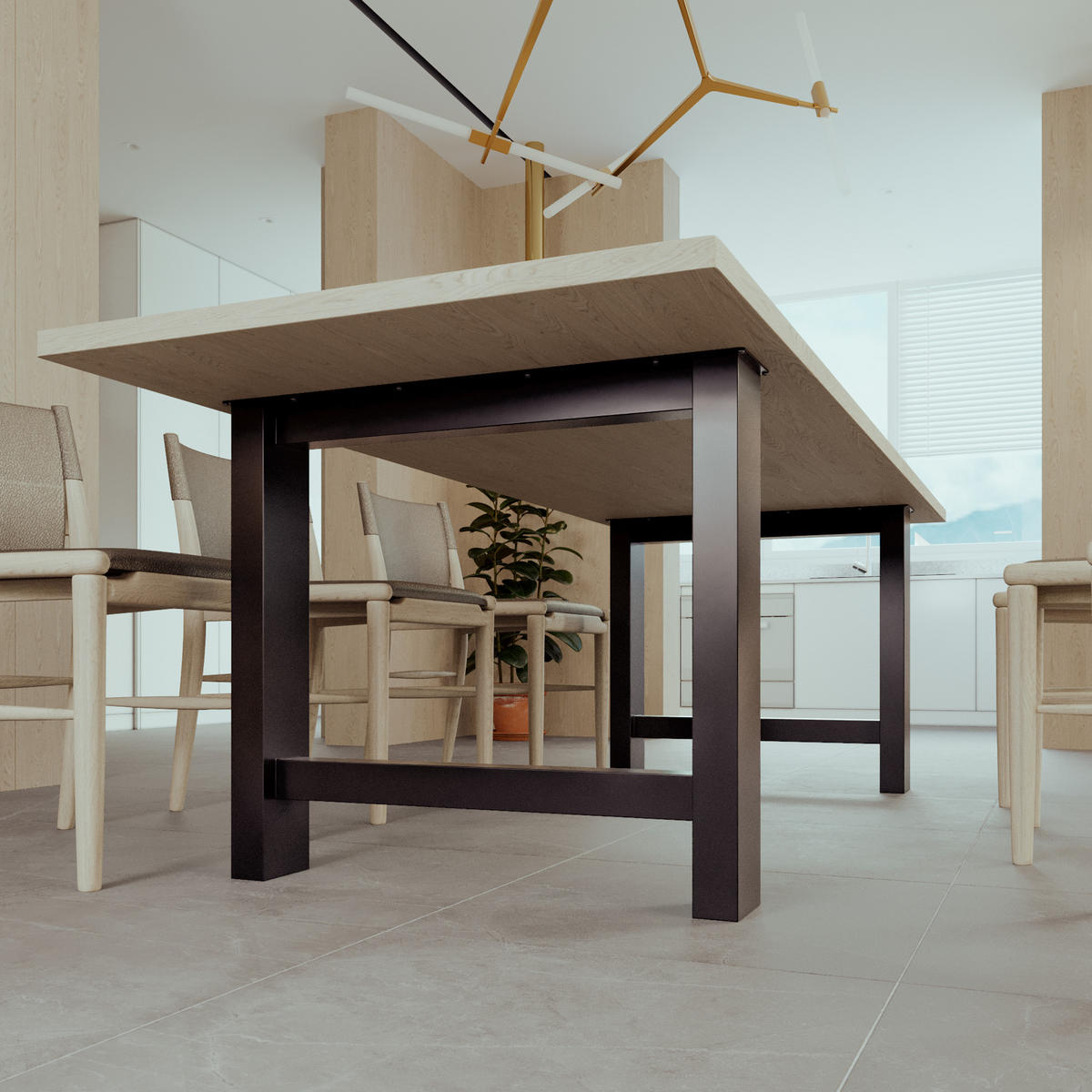 TISCHBEINE Etamin Lite A Extreme 2er-Set Schwarz 72cm - Schwarz, Metall (80/72/10cm) - Metalo Pro