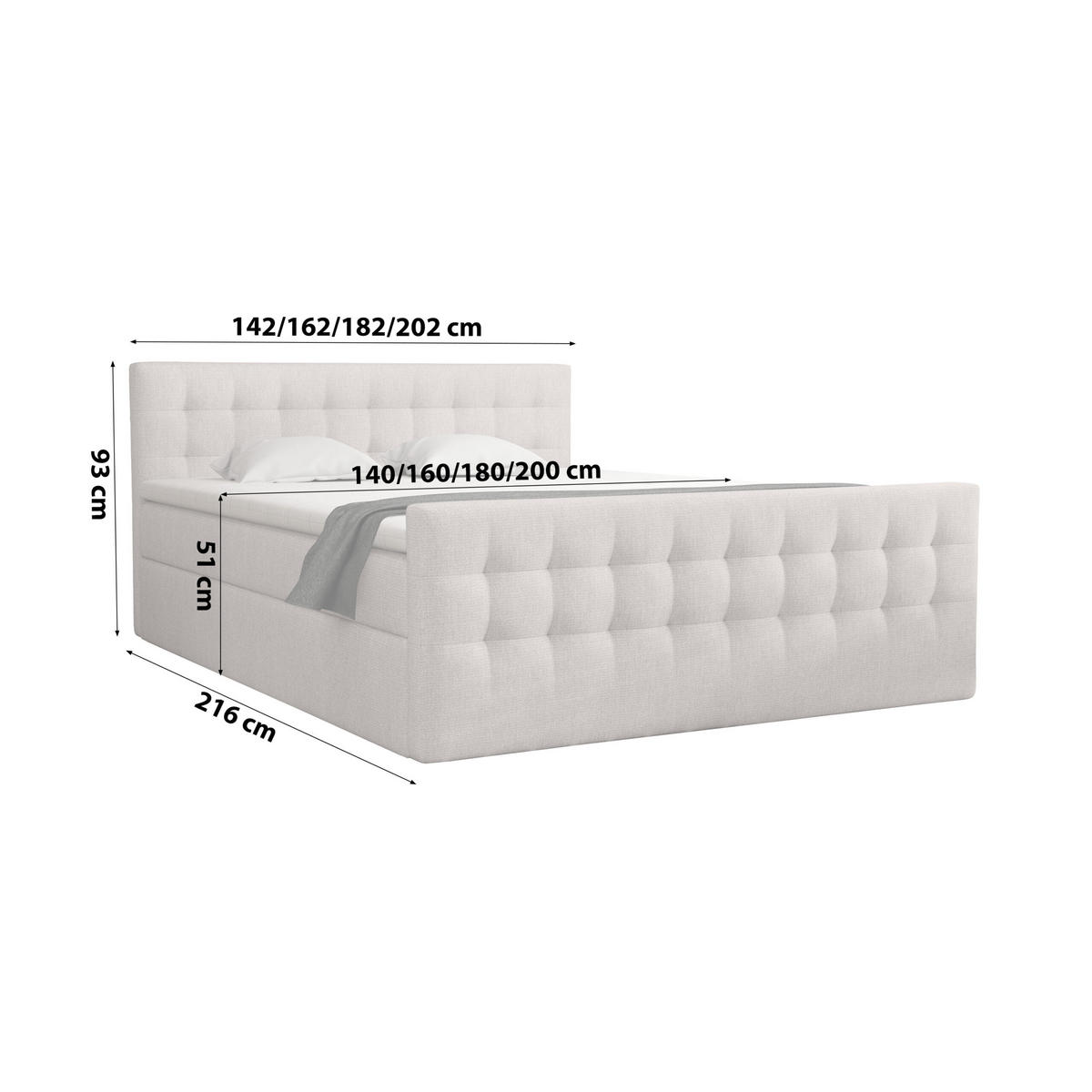BOXBETT Doppelbett Loures 160x200 cm Graphit - Graphitfarben, Textil (160/200cm) - Meblito