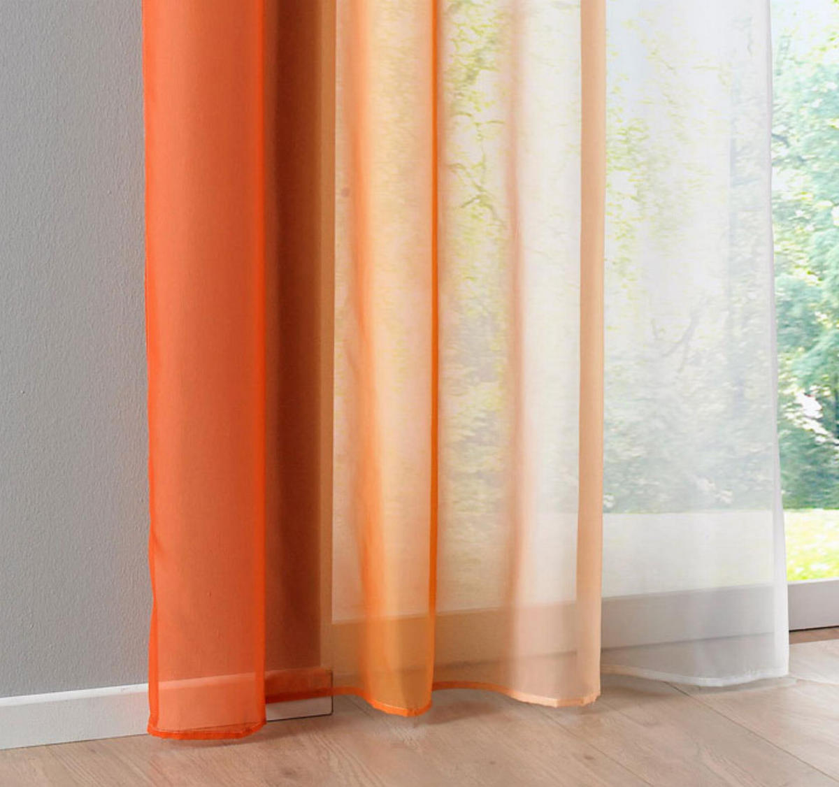 VORHANG 2ER SET »Modena« HxB 145x140 cm Orange - Orange, Textil (140/145cm) - Gardinenbox
