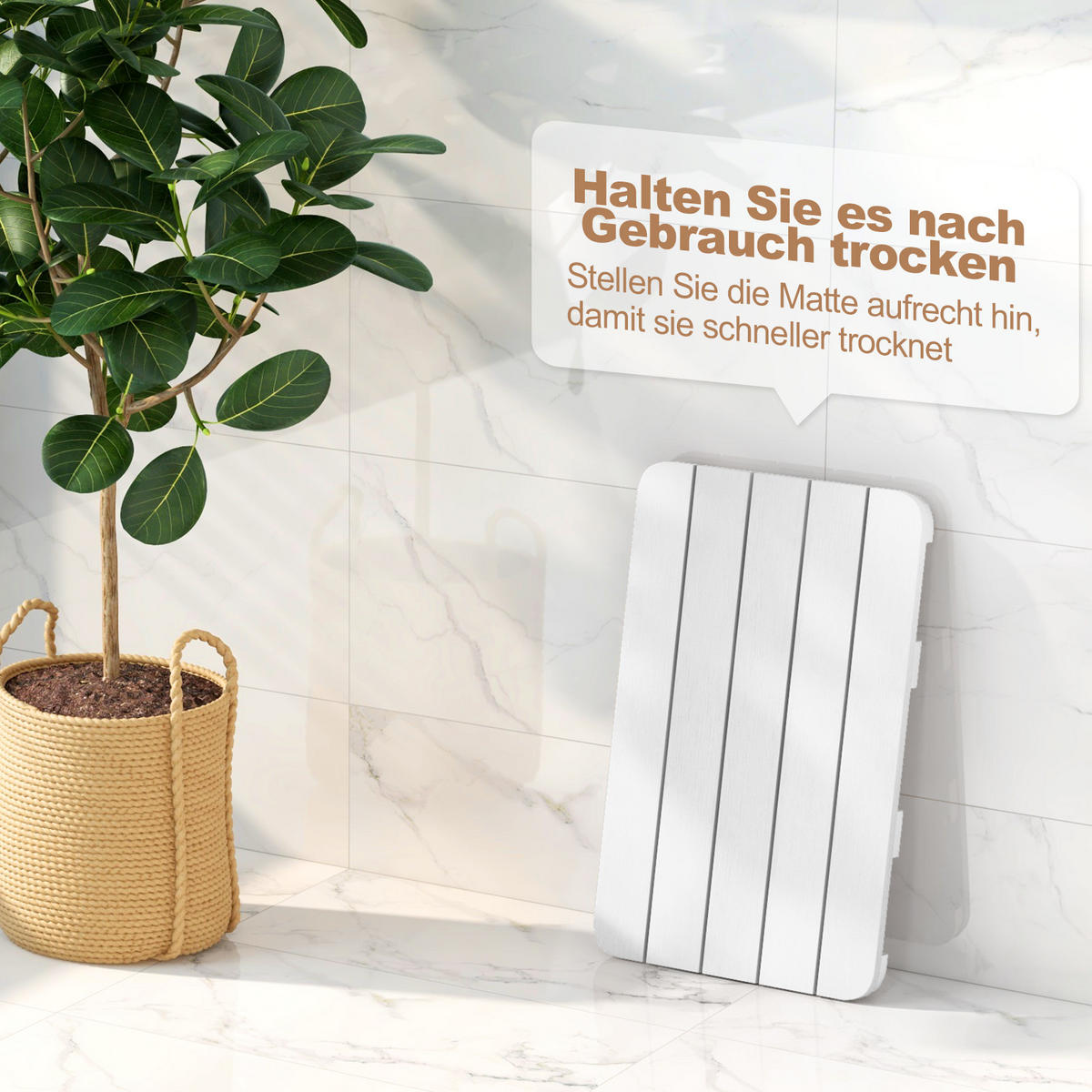 BADEMATTE Weiß - Weiß, Kunststoff (34/55cm) - COSTWAY