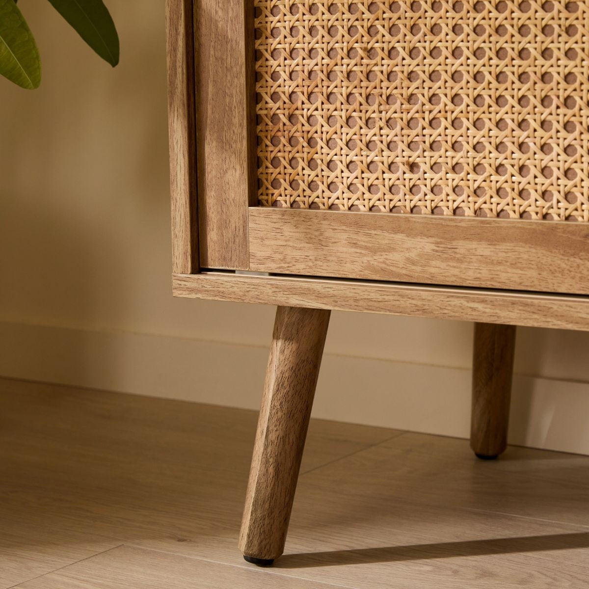 SIDEBOARD mit 2 Türen und 2 Schubladen mit Rattanfronten 39/140/80 cm - Eschefarben, Holzwerkstoff (39/80/140cm) - Calicosy