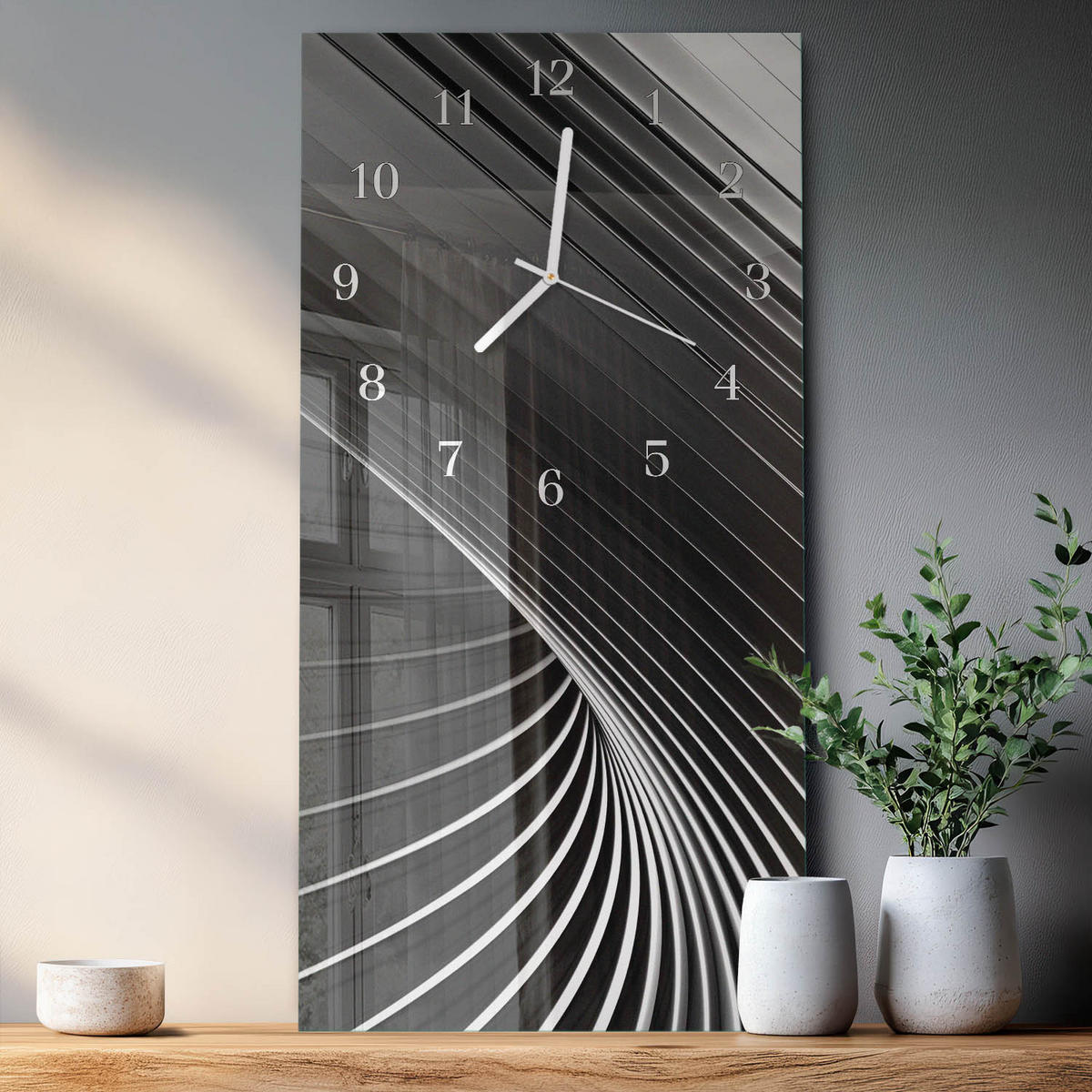 WANDUHR 30x60 cm - Seestern - Schwarz, Glas (30/60/0.4cm) - TULUP