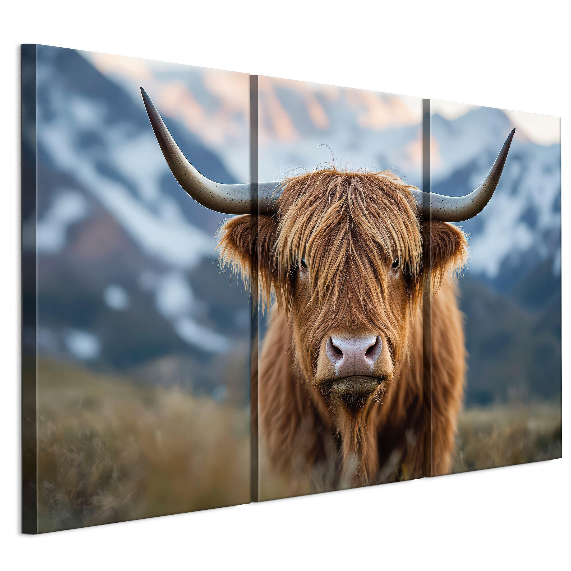 LEINWANDBILD Ochse 3-tlg. 90x60 cm - Multicolor, Holz (90/60cm) - LUMASOUL