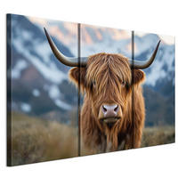 LEINWANDBILD Ochse 3-tlg. 90x60 cm - Multicolor, Holz (90/60cm) - LUMASOUL