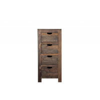 KOMMODE Sheesham 45x40x100 grau geölt NATURE GREY #54 - Grau, Holz (45/100/40cm) - Massivmoebel24