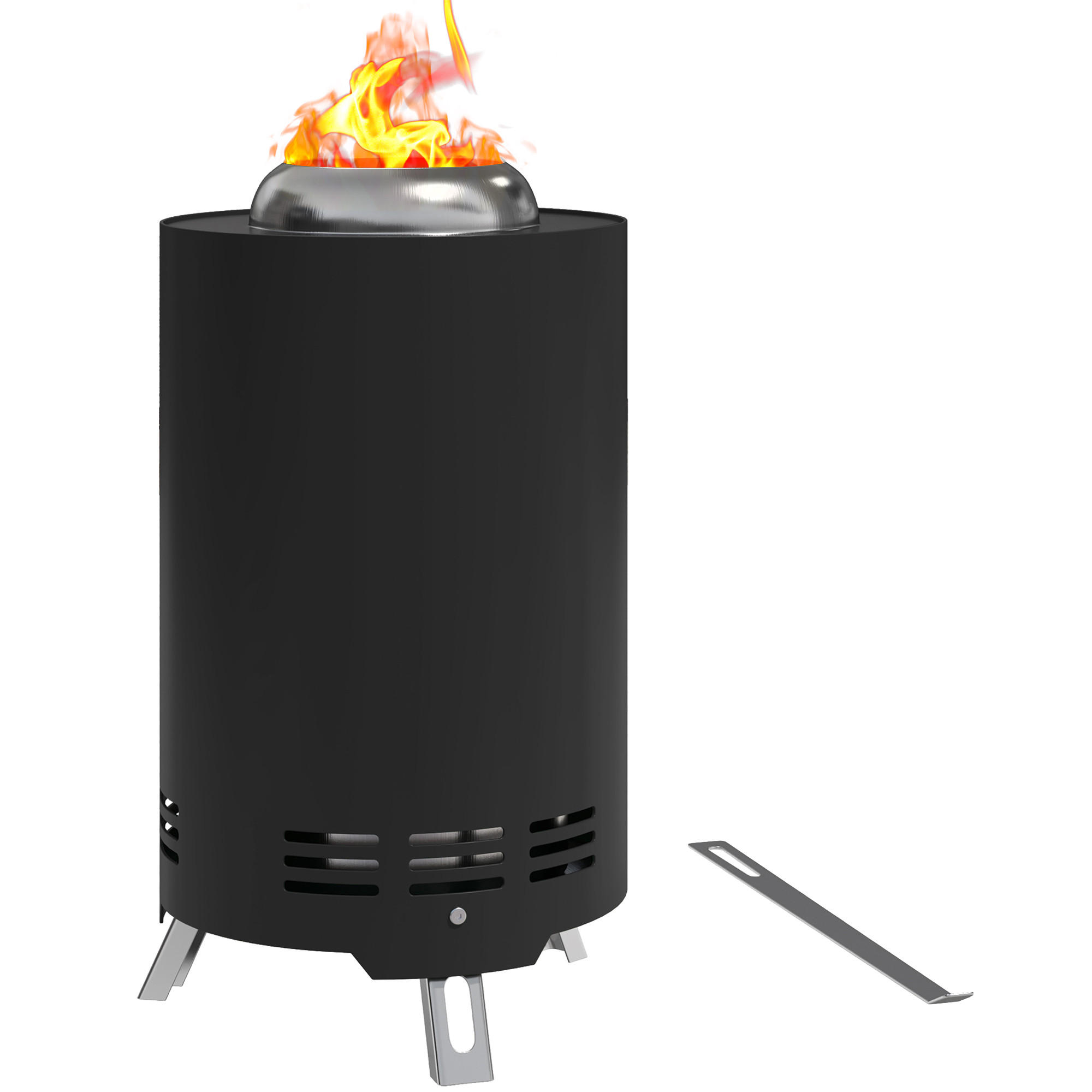 FEUERSCHALE DE-10579 rauchfrei mit Schürhaken Schwarz - Schwarz, Metall (16/25/16cm) - ComfortXL