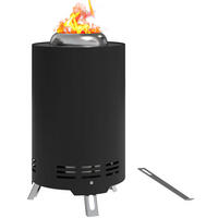 FEUERSCHALE DE-10579 rauchfrei mit Schürhaken Schwarz - Schwarz, Metall (16/25/16cm) - ComfortXL