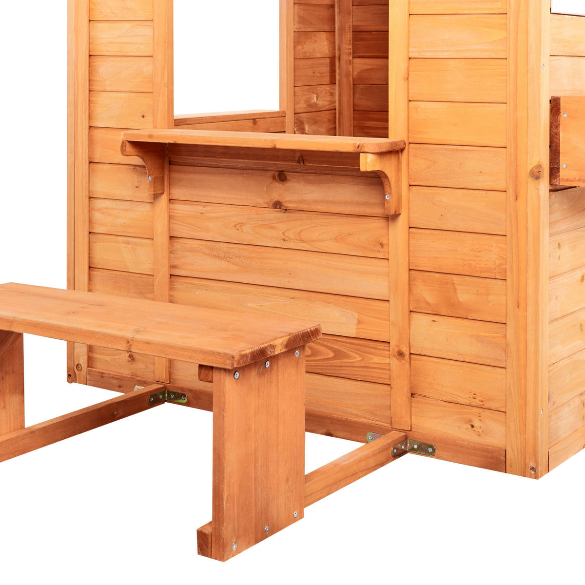 GARTENSPIELHAUS Heller Holzfarbton Ampeliko - Hellbraun/Weiß, Holz (212/142/120cm) - Beliani