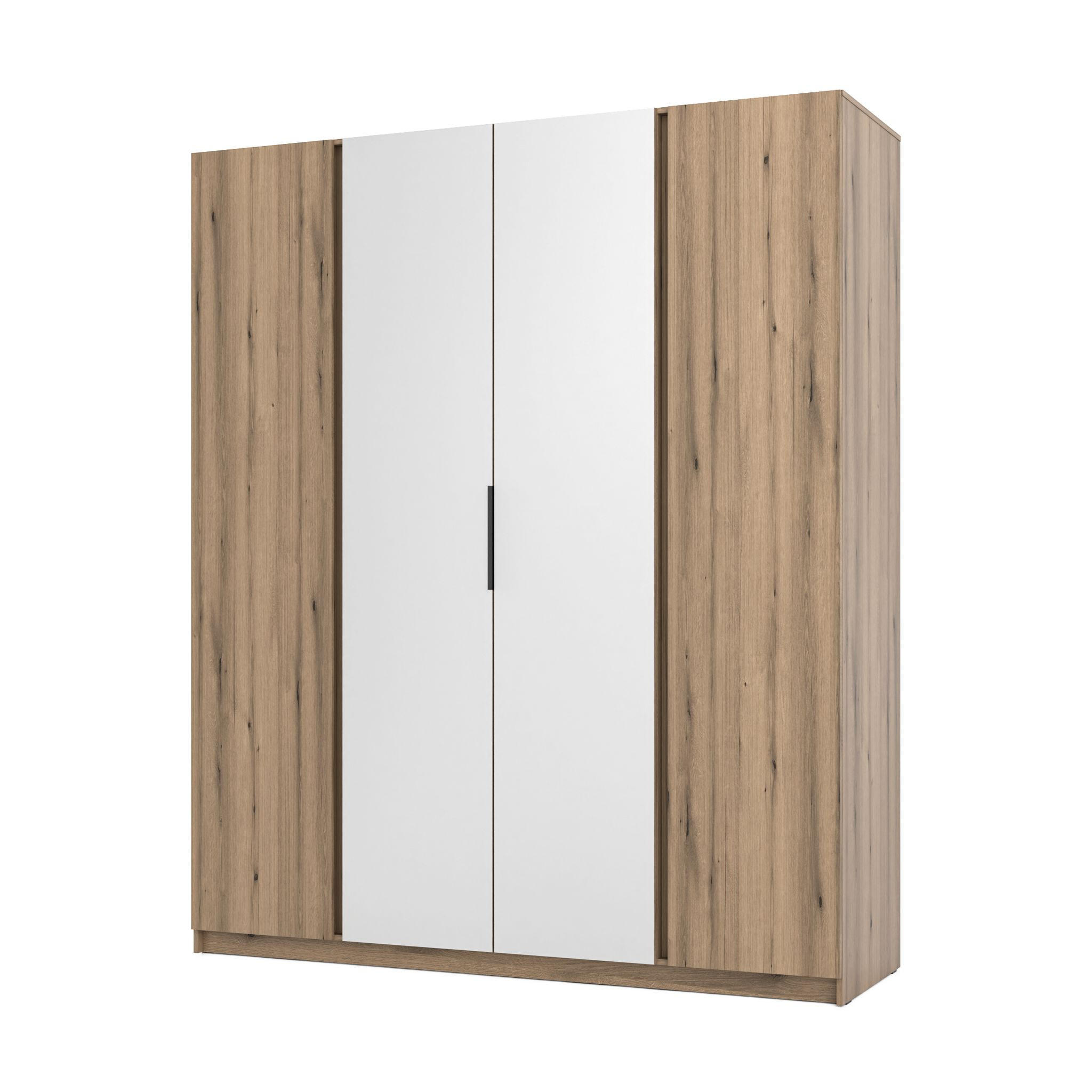 DREHTÜRENSCHRANK CAGLIARI 200/239/61,9cm 4-türig mit Spiegel Goldfarben - Goldfarben, Holzwerkstoff (200/239/61.9cm) - MASSENO