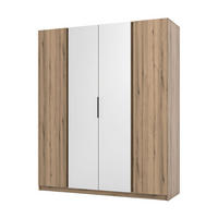 DREHTÜRENSCHRANK CAGLIARI 200/239/61,9cm 4-türig mit Spiegel Goldfarben - Goldfarben, Holzwerkstoff (200/239/61.9cm) - MASSENO